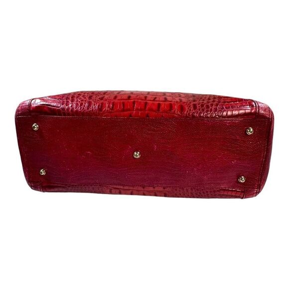 Brahmin Croc Rosetta Merlot Ombre Melbourne Red Leather Satchel Purse Dust Bag - Picture 9 of 12